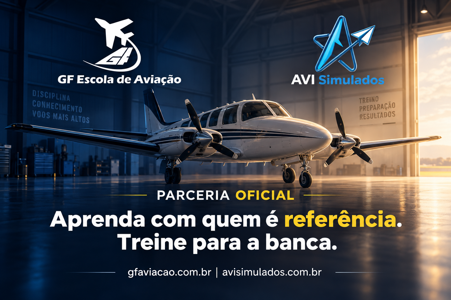 Parceria AVI Simulados + GF Escola de Aviação: teoria de excelência e treino de banca no mesmo lugar
